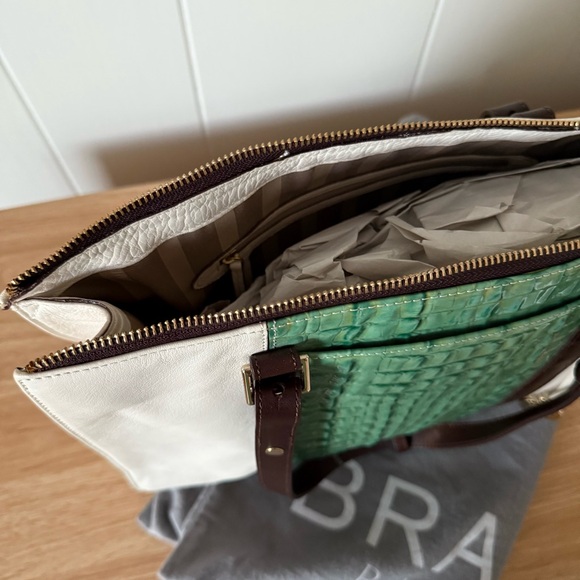 Brahmin Anywhere Tote Baltik Blue Lady Vineyard Leather + Croc Look Tote - Picture 6 of 8